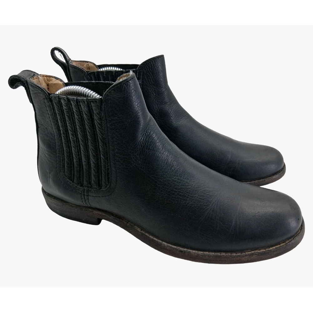 Frye Boots Womens Size 7.5 Black Leather Chelsea Ankle Pull On Booties